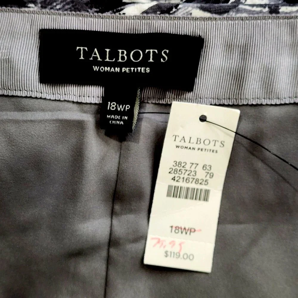 Talbots Gray Black Straight Skirt NWT $119 Animal Print 2-Way Front Zip